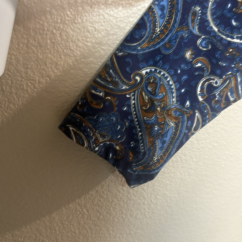 Folunsi Blue Orange Paisley Print Pullover Blouse Shirt Top Long Sleeve Plus 3X - Picture 9 of 12